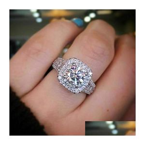 Solitaire Ring Womens Wedding Rings Fashion Sier Jewelry Simated Diamond Engagement Gemstone Drop Delivery DHBH1