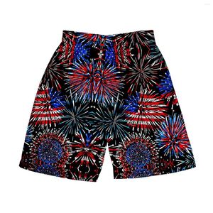 Shorts Men's Graphic Beach Pants Casual 3D Fourth of July Flag Pattern Retro