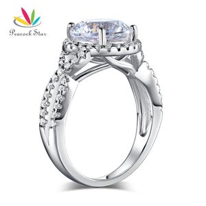 Rings Peacock Star 3 Carat Created Diamante Engagement Ring Solid 925 Sterling Silver Wedding Anniversary CFR8243
