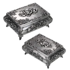 Boxes Vintage Metal Jewelry Box Small Trinket Jewelry Storage for Rings Earrings Necklace Organizer Antique Jewelry Medium