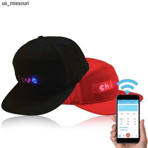 ボールキャップユニセックスBluetooth LED携帯電話アプリ制御野球帽子スクロールメッセージディスプレイボードヒップホップストリートスナップバックキャップJ230520