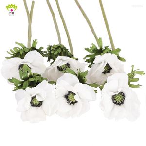 Decorative Flowers 50cm Artificial Anemone Flower Branch Real Touch Home Wedding Decoration