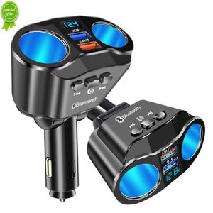 New Car Cigarette Lighter Splitter Charger Dual USB QC 3.0 Quick Charge 12V Auto FM Transmitters Bluetooth Hands-free Call Sockets