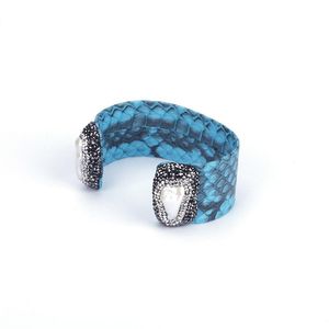 Bangles çift unisex bileklik manşet koyu kırmızı mavi sarı kahverengi gerçek deri doğal tatlı su inci boncuk rhinestone cazibe bilezik