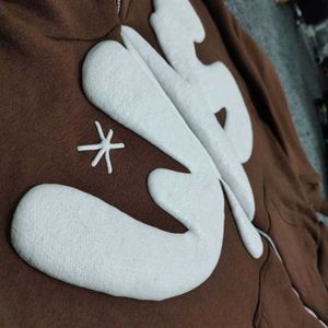 メンズフーディー長袖Rhude高品質のテスデザイナーカジュアルファッション品質100 Y2KカスタムZipup Puff Print 3D Foam Fleece Blank Fullzip特大ZIP