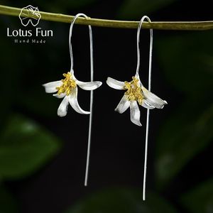 Knot Lotus Fun Osmanthus Fragrans Flower Dangle Earrings Real 925 Sterling Silver Handmade Designer Fine Jewelry Earrings for Women