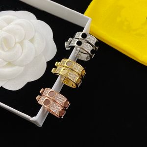 Classic Fashion Simplicity Stud Earrings Women Gold/Silver/Rose Color Hardware Engraved Initial F Full Diamond Earring Ear Studs Designer Jewelry Gifts FER15 --05