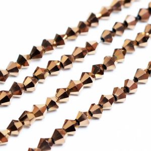 CRYSTAL POCESITAL 4mm Glass Crystal Facettered Bicone Spacer Loose Beads 1200st Copper Crystal Pärlor för smycken som gör gratis frakt