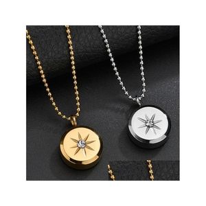 Naszyjniki wisiorek mody złoty shier Naszyjnik ze stali nierdzewnej dla kobiet i mężczyzn Sun Star Crystal Charm para biżuteria dostawa dostawa pe dhwqq