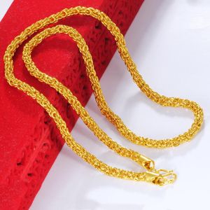 Necklaces 60cm 24k Yellow Gold Necklace for Men Twist Male Necklace Chain Wedding Engagement Party Fine Jewelry Gifts Not Fade 2021 Trend