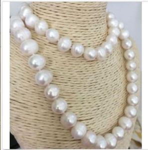 Necklaces Hand knotted natural 1011 mm white fresh water cultured pearl necklace long 90cm fashion jewelry