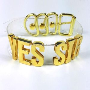 Necklaces Handmade Punk YES SIR Choker Gold Big Letter Choker Word Name 35MM Tall Collar Clear PVC Transparent Necklace