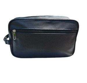 Männer Frauen Schwarz Leder Business Tasche Outdoor Reise Kulturbeutel wasserdichte Make-up Tasche Aufbewahrungstasche tragbare Kosmetik Organizer Handtasche