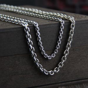 Halsband Solid Silver Clasic Round Chain Halsband för män Kvinnor S925 Sterling Silver Thai Silver Cross Long Chain Necklace Jewery
