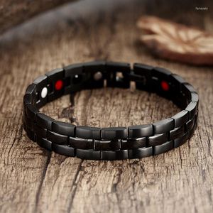 Armreif Männer Schwarz Armband Hand Kette Gesundheit Energie Germanium Magnetische Männliche Edelstahl Armbänder Für Schmuck Geschenk