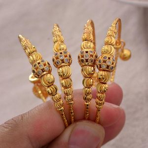 Bangle 4PCS 24K African Arab bead Gold Color kids Bangles chind Jewelry Bangles Newborn Baby Cute/Romantic Bracelets Gifts