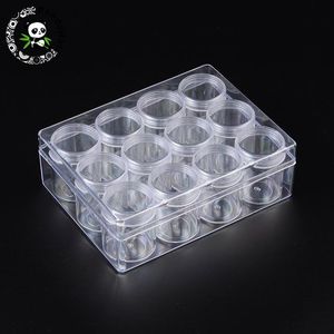 Boxes 12pcs/Set Rectangle Clear Plastic Bead Storage Containers Small Round Box Jars Make Up Organizer Boxes Jewelry Accessory