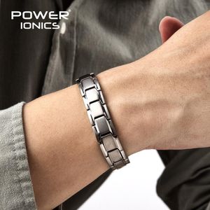 Bangle Power Ionics 4in1 100% Titanium Mens Womens Anion Fir Magnetic Germanium Therapy Accessory Charm Armband Smyckesgåvor w/ Tool