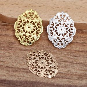 Polnisch 100 Stück 20*27mm Gold/Silber Farbe/antik Bronze Messing filigrane Blumenscheibe Charms Schmuck Diy handgemachte Accessoires Herstellung