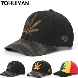 Capas de bola tohuiyan folha bordada tampas de beisebol mulheres gorras para mujer snapback hat outono hip hop tap casquette homme papai chapéu para homens j230520