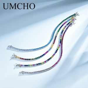Armreifen UMCHO Rich Color Created Nano Rainbow Gemstone Armband für Frauen 925 Sterling Silber Schmuck Romantische Hochzeit Edlen Schmuck