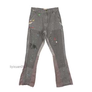 Mens Jeans Designer Roupas Moda Pant Galleryes Depts Salpicado Macacões Virgil High Street Calças Flared Sweatpants Rock Streetwear7xi3