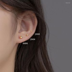 Saplama Küpe Minimalist Kadınlar Için 925 Ayar Gümüş Küçük Top Moda Vida Boncuk Piercing Takı Aksesuarları