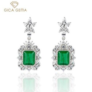 Knot Gica Gema 925 Sterling Silver Synthetic Emerald Drop earrings for Women Sparkling High Carbon Diamond Fine Jewelry Wholesale