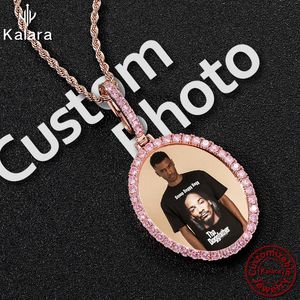 Necklaces Your Name Private Customized Photos Mothers Day Gift Memory Oval Photo Frame Fashion Jewelry Zircon Inlaid Necklace Personalized