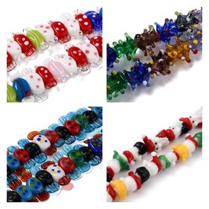 Kristall handgemachte Lampwork Perlen Stränge bunte Weihnachtssocke Weihnachtsmann Süßigkeiten lose Spacer Perlen für Schmuck Zubehör machen