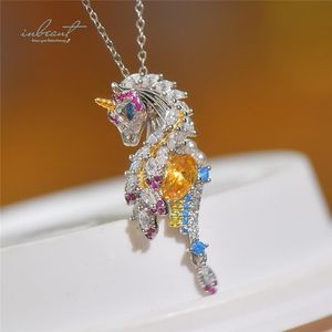 Necklaces inbeaut 925 Silver 1 ct Excellent Cut Pass Diamond Test Yellow Water Drop Moissanite Unicorn Pendant Necklace Women Fine Jewelry