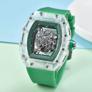 2023 New Watch Men's Leisure Diamond Watches Gold Steel Case Silicone Quartz Armswatch Strap Man Relogio Masculino Ri1