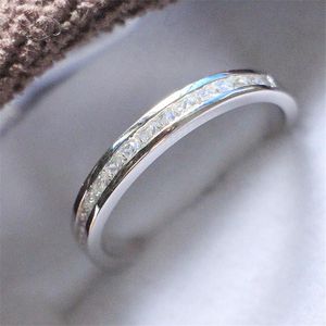 Ringar 0,23CT Princess Cut Diamond Ring Wedding Band Ring Platinum 950 Jewelry