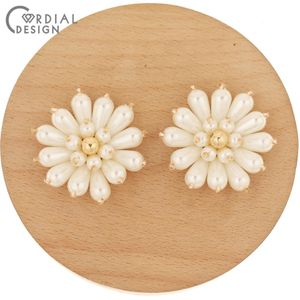 Polish Cordial Design 20Pcs 39*39MM Jewelry Accessories/Earring Findings/Flower Shape/Hand Made/Imitation Pearl/DIY Making/Charms