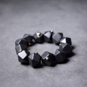 Bangle svart ebenholts vintage koppararmband handgjorda smycken för män kvinnor ovanliga unisex geometriska gatan mode armband skyddande