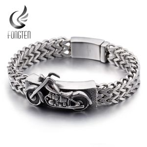 Bangle Fongten Retro Mesh Bracelet Men Stainless Steel Motorcycle Biker Charm Man Bracelets Fashion Jewelry