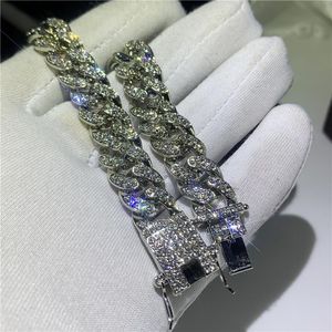 Bangle 12MM Men's Chunky Iced Out Crystal Miami Cuban Link Bracelet Bling Hip hop Jewelry Gold Silver CZ Cuban Chain Bracelet1820cm