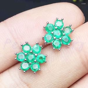 Stud Earrings Emerald Earring 925 Sterling Silver Natural Real Fine Jewelry 0.12ct 14pcs Gemstone #XY18091205