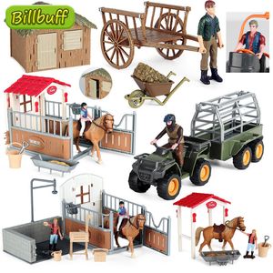 Action Toy Figures Simulation Farm Animals House Car Poultry Horseman Horse Model Early educational toys for children Christmas gift 230520