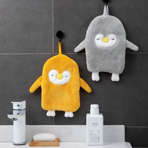 Cartoon Penguin Microfiber Towel Super Absorbent Hand Towel Soft Coral Kitchen Cleaning Cloth Hanging Type Kids Bathing Towels