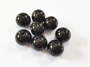 ビーズ（サイズを選択してください）10mm/12mm/20mmブラックグリッター効果アクリルパールビーズ