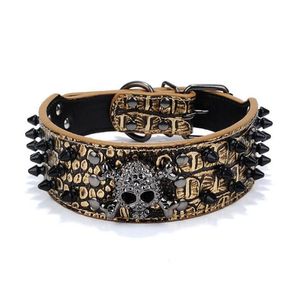 Dog Collars Leashes Black Gold Tie Nail Collar Skl Rivet Pet Anti Bite Spiked Studded Large Chain Traction Drop Delivery Home Gard Dhuyo