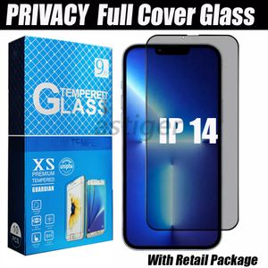Full Cover Privacy Anti-peeping anti-spy Glass screen protector For iPhone 15 14 13 12 11 Pro max XR XS 6 7 8 Plus 9H 2.5D Tempered Glass with retail box