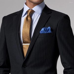 Ternos masculinos Custom Fit Black White Pinsstripe Suit