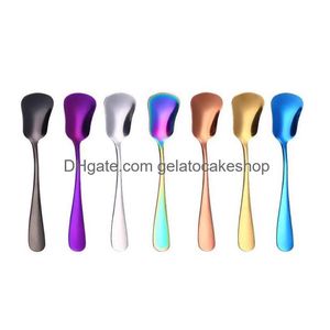 Coffee Scoops Ice Cream Spoons Stainless Steel Plated Dessert Scoop Tea Stirring Spoon Cake Sugar Honey Creative Kitchen Flatware Dr Dh8Hl