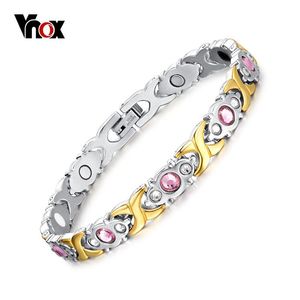 Bransoletki VNOX Pink Crystal Stone Bracelets dla kobiet Bio Energy Femme Prezenty