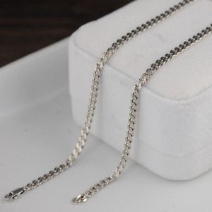 Halsband Bocai Ny Real Solid S925 Silver Jewelry Vintage 3mm Trendy Necklace For Men and Women Tank Chain Holiday Gifts