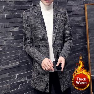 Men's Wool & Blends 2023 Fall Male Blend Mid Long Jacket Winter Woolen Coat Men Lapel Warm Trench Manteau Homme Overcoat Size M-3XL