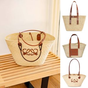 Top quality Designer Basket Straw Anagram Shoulder Bag Fold Tote Handbag Woman Raffias Men Weekend Duffel Bag Summer Weave Travel Cross Body Clutch Beach Bags