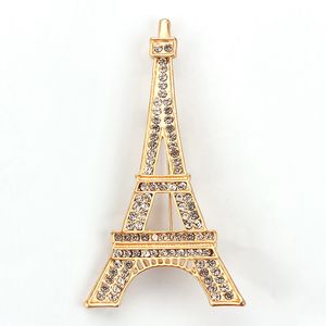 Weimanjingdian Brand Factory Direct Outlet Crystal Rhinestones Eiffel Tower Brosch Pin Fashion Dress Clothing Decorative Smycken